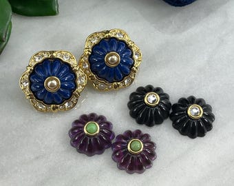 Joan Rivers Vintage Interchangeable Earrings: Gold Tone Costume Jewelry