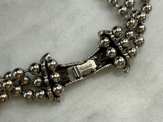 Vintage Goldette Squash Blossom Necklace with Fau… - image 3