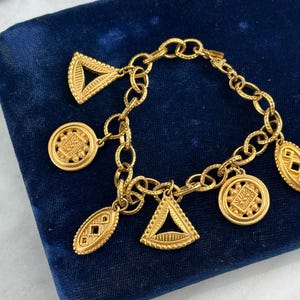Gold Tone Charm Bracelet - Vintage Monet Costume Jewelry