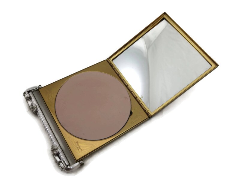 Rhinestone Clasp Swing Lok Locking Cover Flatter Face du Barry Makeup Powder Case Volupte Compact