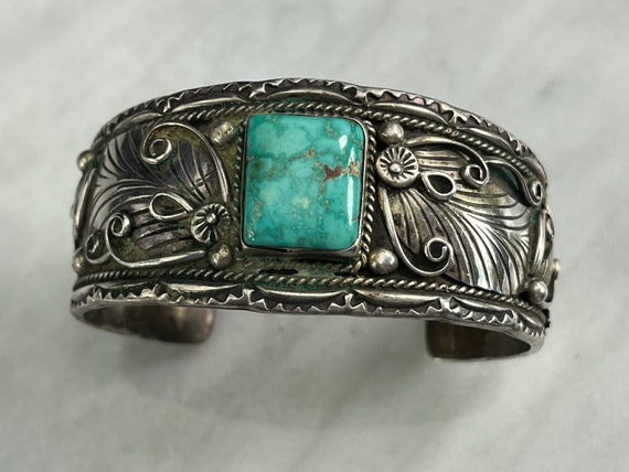 Navajo Turquoise Bracelet Vintage Turquoise Jewelry Signed - Etsy