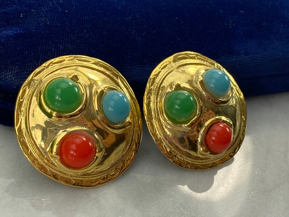 Huge Costume Jewelry Earrings - Large 1980s Jewel… - image 2