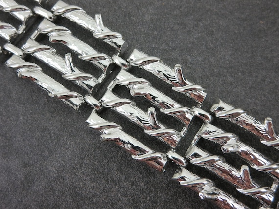 Wide Silver Branch Bracelet - Costume Jewelry - image 1