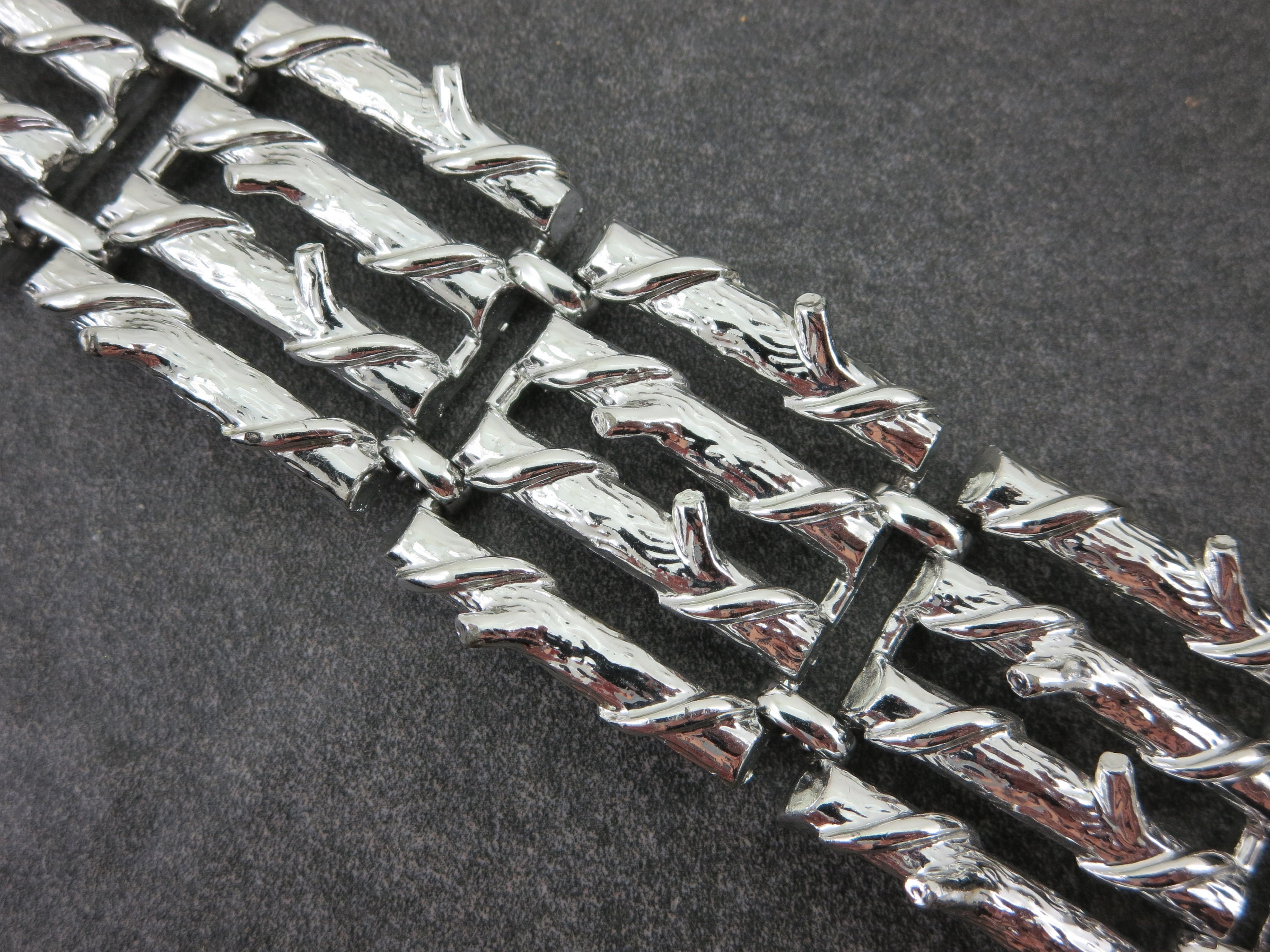 Wide Silver Branch Bracelet - Costume Jewelry