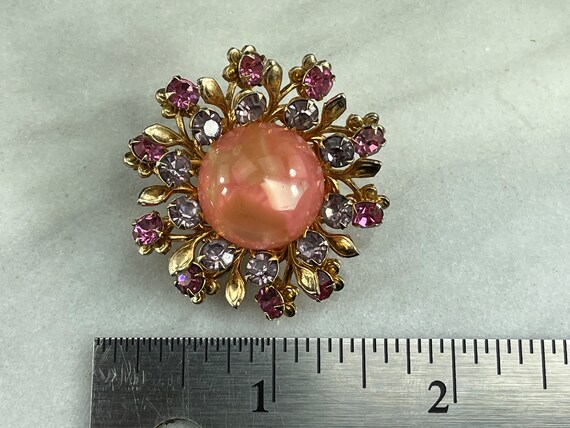 Pink Lucite Brooch - Daisy Flowers Enamel, Pastel… - image 4