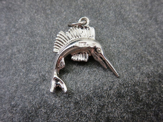 Sterling Silver Fish Charm - Swordfish or Marlin,… - image 6