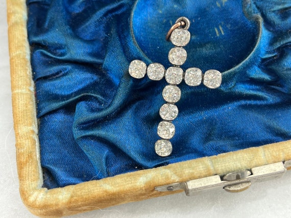 Antique French Paste Cross Pendant - Georgian Jew… - image 6