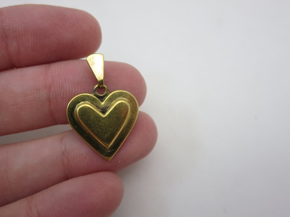 Vermeil Heart Pendant - Gold over Silver Heart - image 2