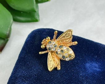 Costume Jewelry - Bee Brooch, Rhinestone Bee, Gold Bee Costume Jewelry