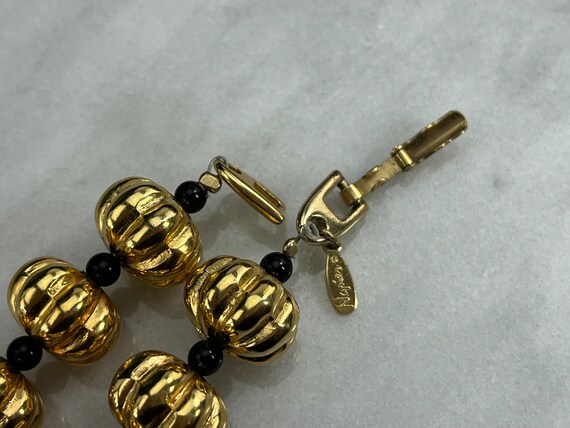 Black and Gold Beaded Necklace - Vintage Napier C… - image 3