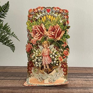 Tarjeta de San Valentín 3D desplegable vintage - Reproducción victoriana de los años 80