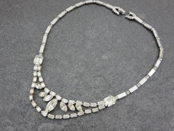 Clear Rhinestone Necklace - Festoon Rhinestone Br… - image 2