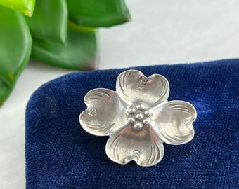 Sterling Silver Dogwood Flower Brooch - Vintage Stuart Nye Jewelry
