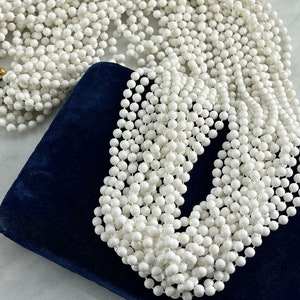 1980s Beaded Necklace - Vintage Multi Strand Necklaces for Women, White and Gold