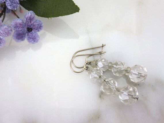 Vintage Rock Crystal Earrings - 14k White Gold Ro… - image 6