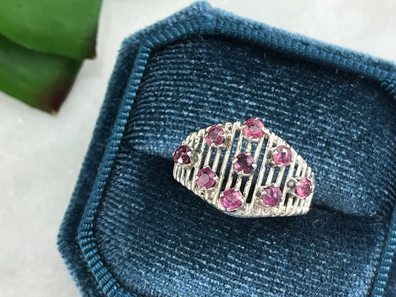 Ruby Statement Ring - Genuine Natural Rubies, Ste… - image 1