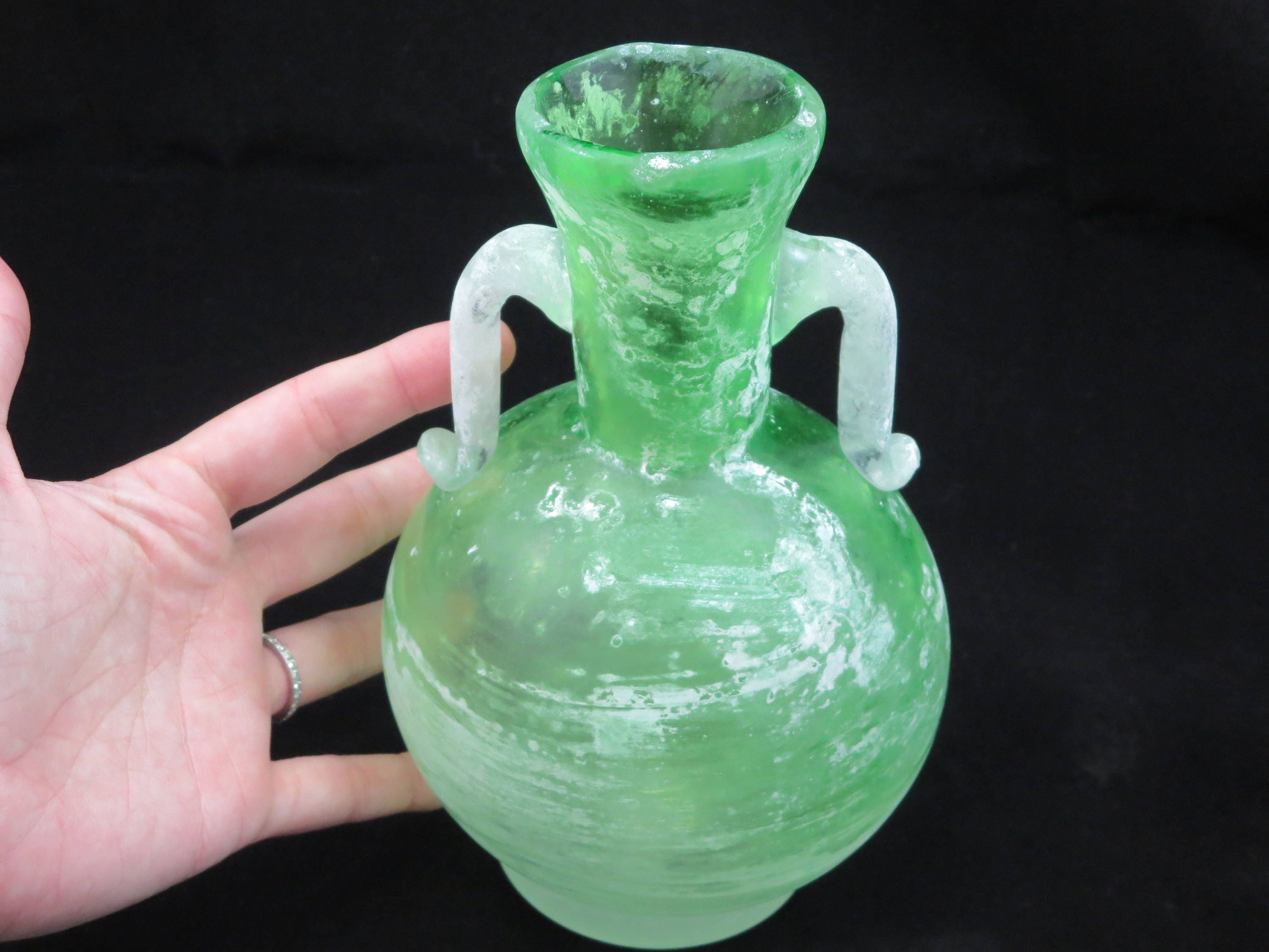 Vintage Murano Glass Vase Scavo, Zane Green Venetian Art Glass - Etsy