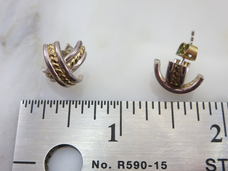 Silver and Gold X Earrings Sterling Silver Pierced X Kisses Etsy