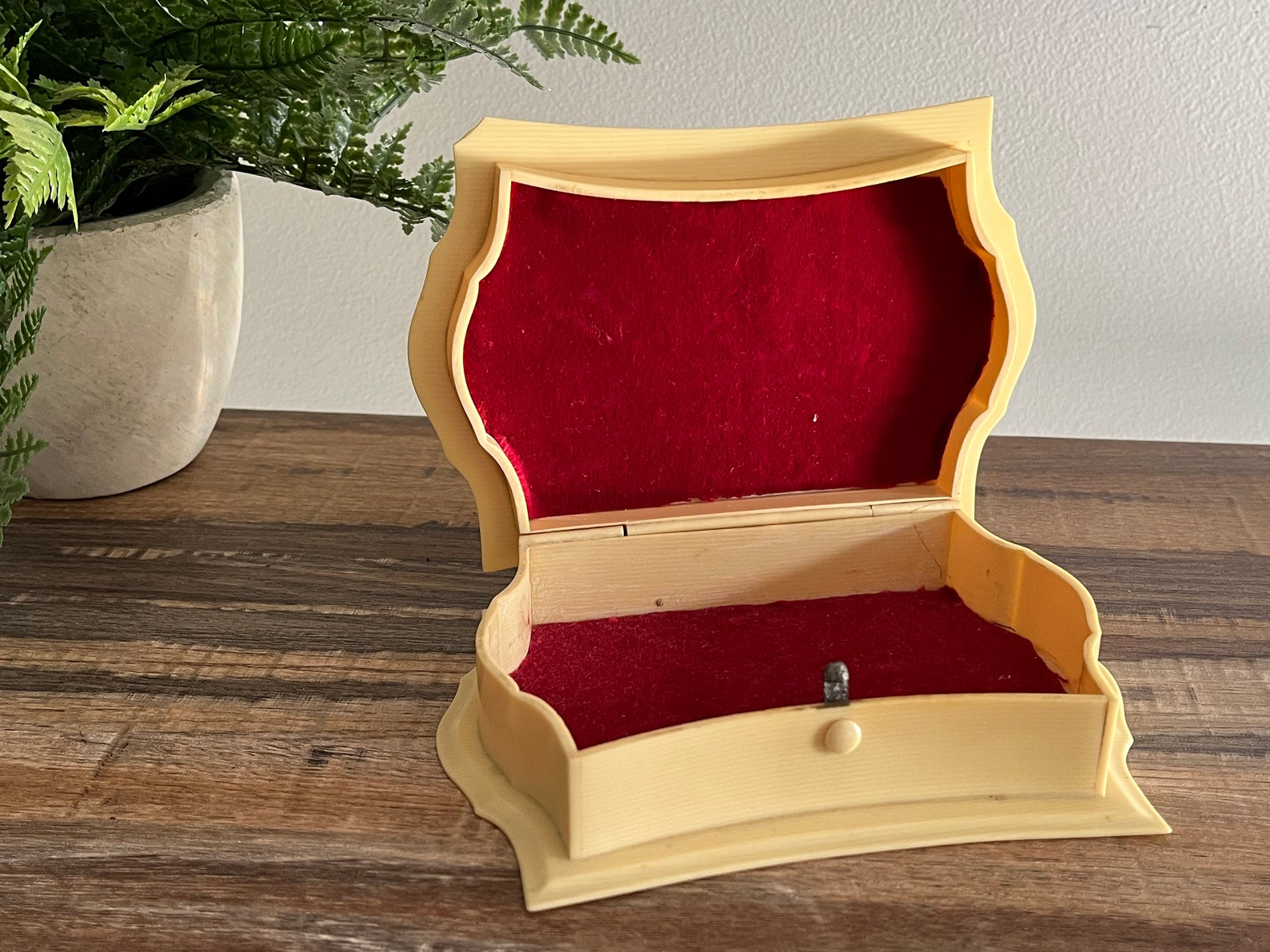 Celluloid Jewelry Box Hinged Vanity Box With Velvet Lining Etsy