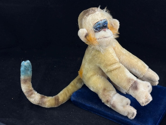シュタイフ社　モンキー ヴィンテージ シュタイフ モヘア マンゴモンキー - 青い目、回転ヘッド
