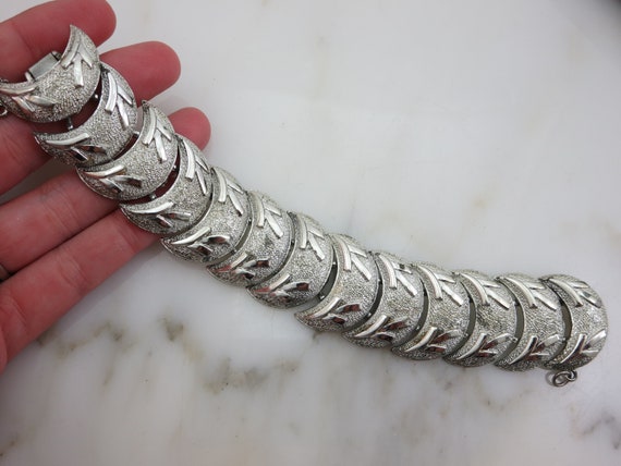 Silver Moon Bracelet - Vintage, Mid Mod Links Cor… - image 5