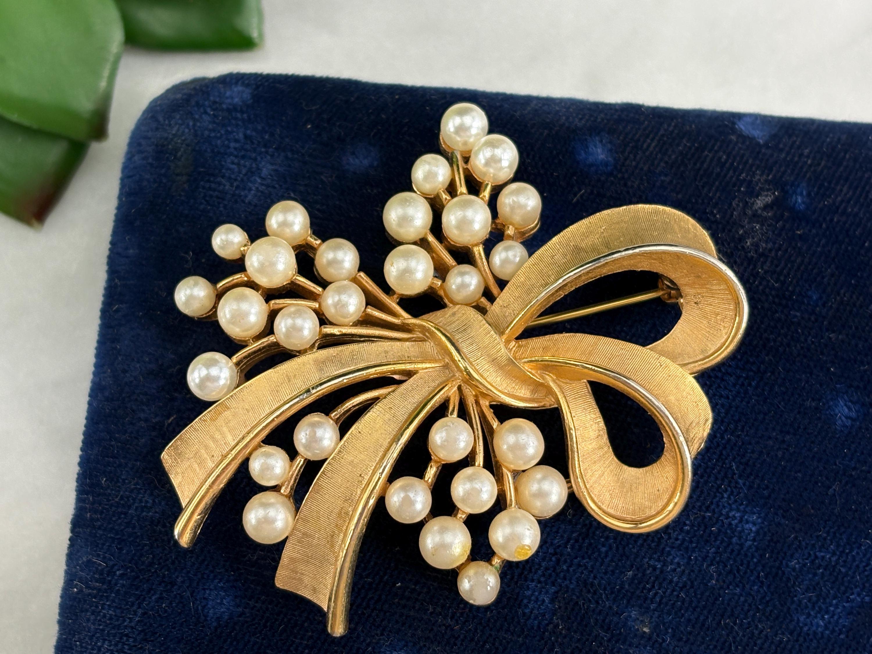 トリファリ パールブローチ - ヴィンテージ ブライダル コスチューム