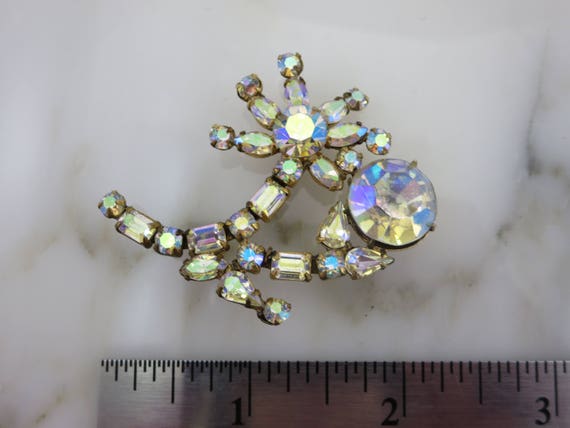 Vintage AB Rhinestone Brooch - Weiss Jewelry Auro… - image 7