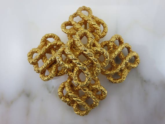 Vintage Gold Knot Brooch or Pendant - Lucien Picc… - image 9