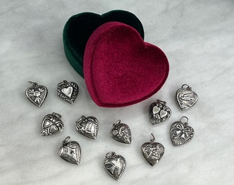 Sterling Silver Puffy Heart Charm - ONE PIECE Your Choice