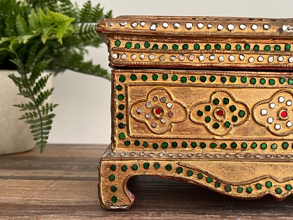 Vintage Burmese Wooden Trinket Box - Jewelry Box,… - image 3