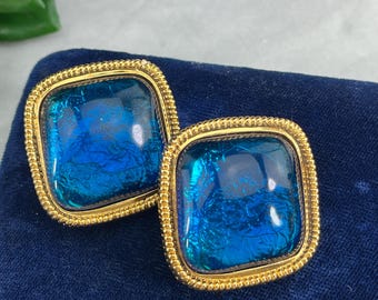 KJL Kenneth Jay Lane Blue Cabochon Clip On Earrings