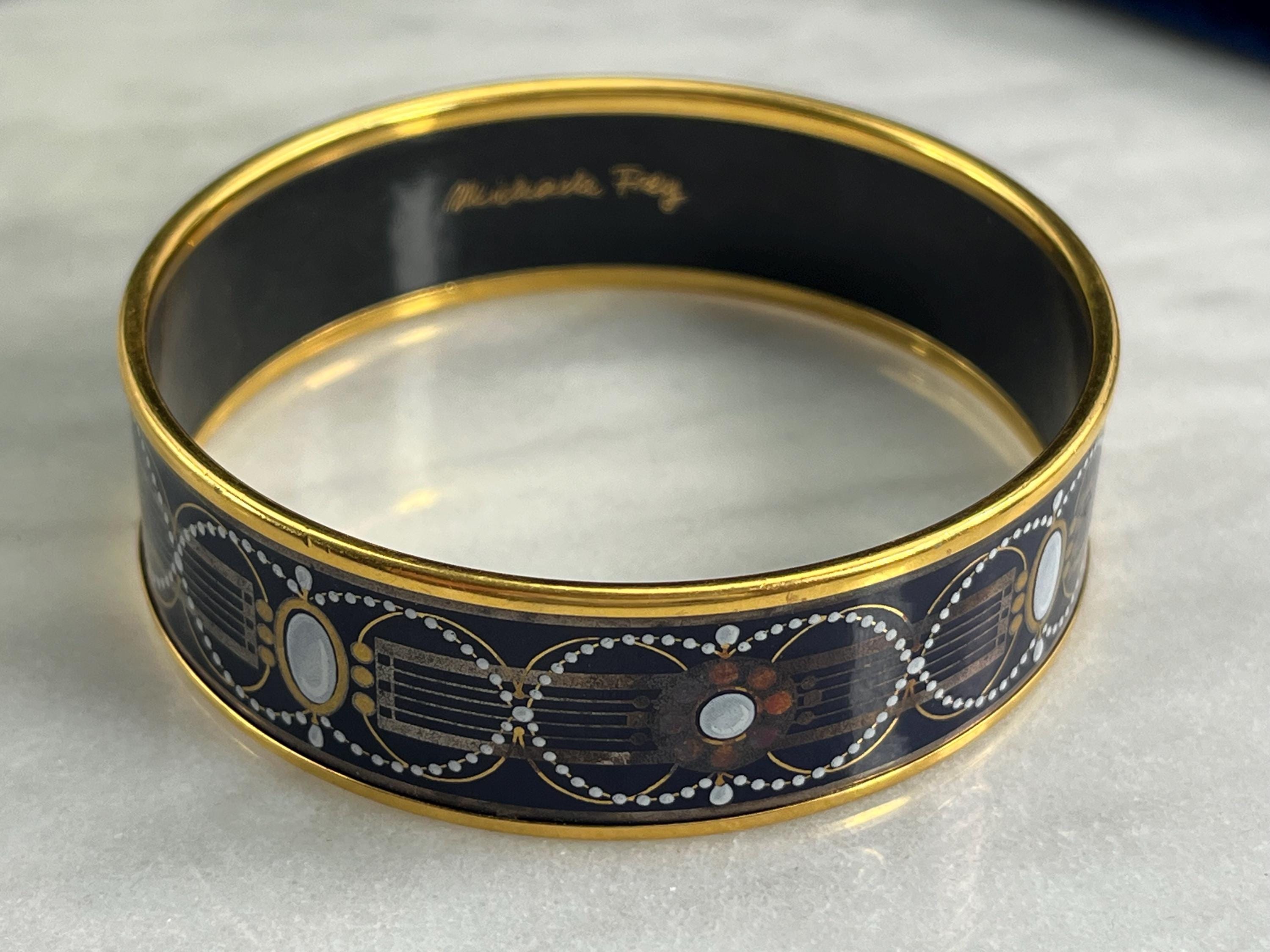 Wide Enamel Bangle Bracelet - Michaela Frey, Dark Blue and