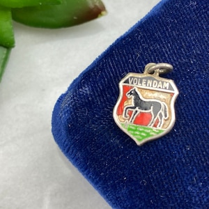 Enamel Travel Charm - 835 Silver Enamel Dutch Souvenir Bracelet Charm - Volendam Netherlands Coat of Arms