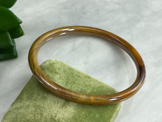 Art Glass Bangle Bracelet - Vintage Jewelry Marbl… - image 1