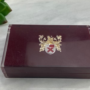 Vintage Lady Elgin Watch Box - Lion Crest, Maroon Plastic with Velvet Lining