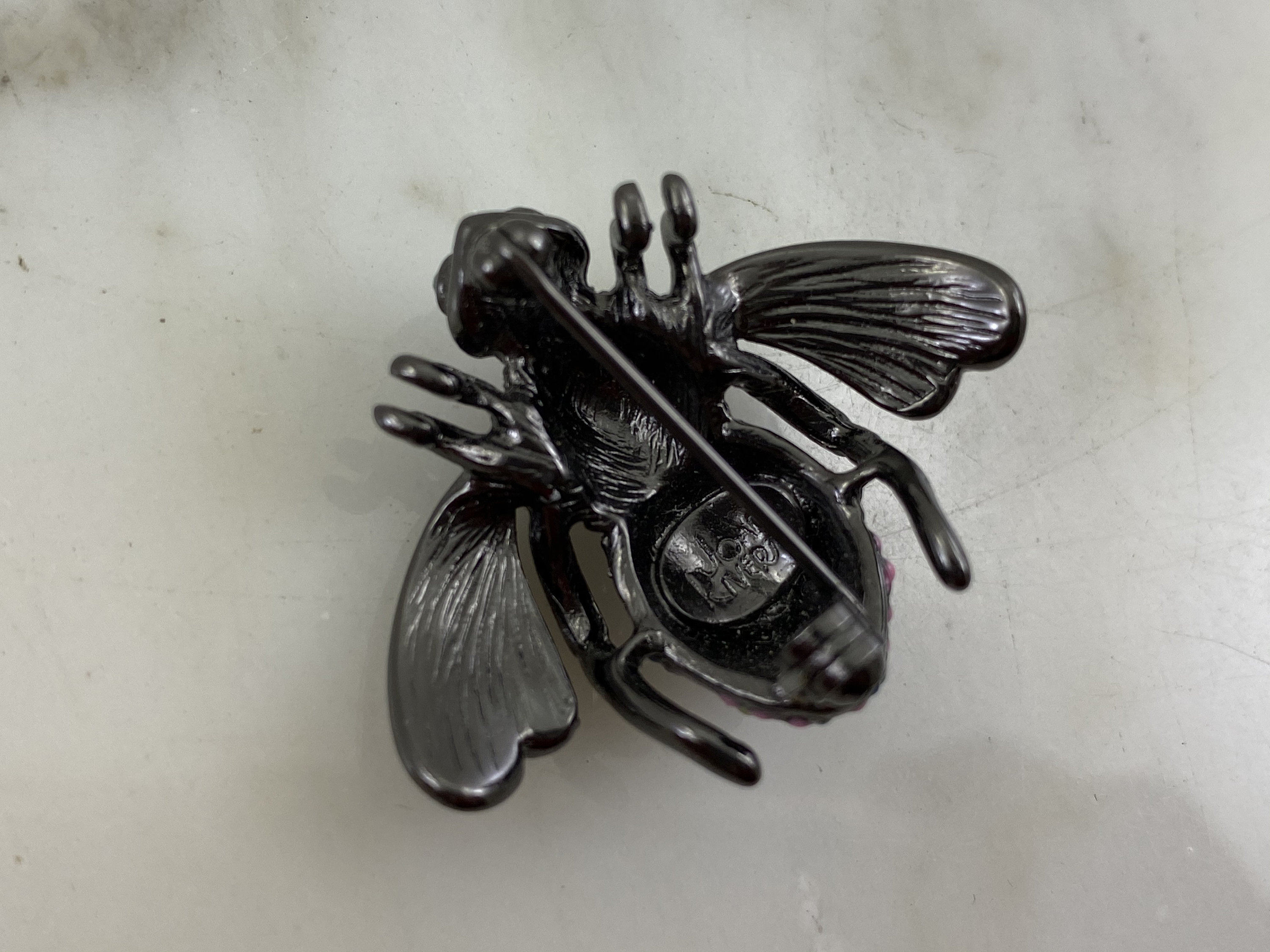 Broche Vintage Joan Rivers - Abeille En émail Vert Et Or Avec Strass, Occasion