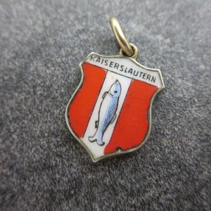 Enamel Travel Charm - Silver Enamel Germany Souvenir Bracelet Charm - Kaiserslauten 800 Silver