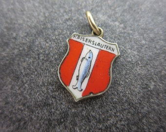 Vintage 800 Silver Enamel Travel Charm: Kaiserslautern Germany Souvenir