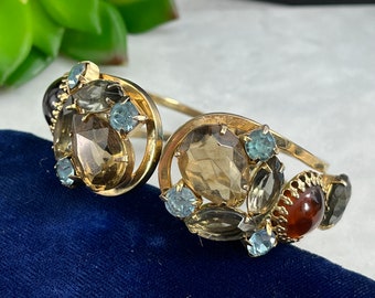 Pulsera Juliana con cierre de presión y diamantes de imitación - Pulseras de bisutería vintage de los años 50 para mujer