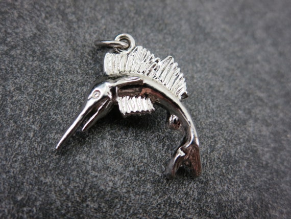 Sterling Silver Fish Charm - Swordfish or Marlin,… - image 9