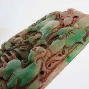 Vintage Chinese Carved Jadeite Plaque Three Rams, Sanyang Kai Tai Jade ...
