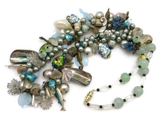 Beaded Charm Necklace Mermaid Jewelry Ocean Beach Theme | Etsy