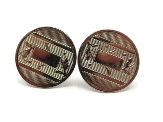 Mid Century Cufflinks - Pale Gold Tone, Vintage M… - image 5