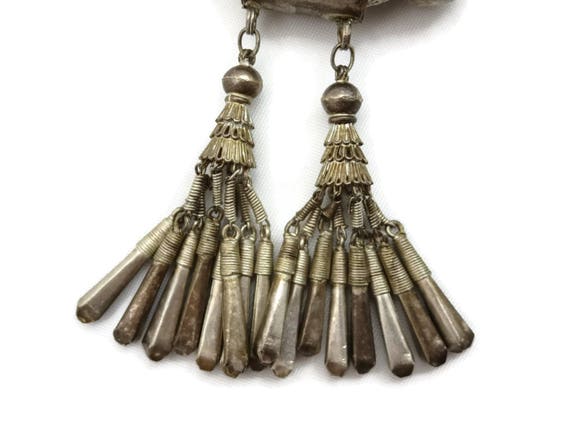 Vintage Tassel Necklace - Tribal Silver Boho Foxt… - image 8