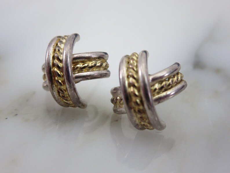 Silver and Gold X Earrings Sterling Silver Pierced X Kisses Etsy