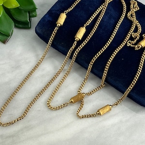 Monet Necklace - Gold Tone Chain with Textured Station Links - Vintage Costume Jewelry