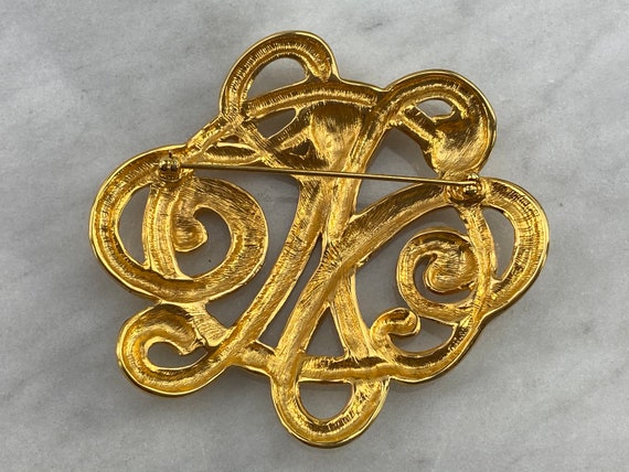 Gold Knot Brooch - Vintage 1980s Costume Jewelry - image 5