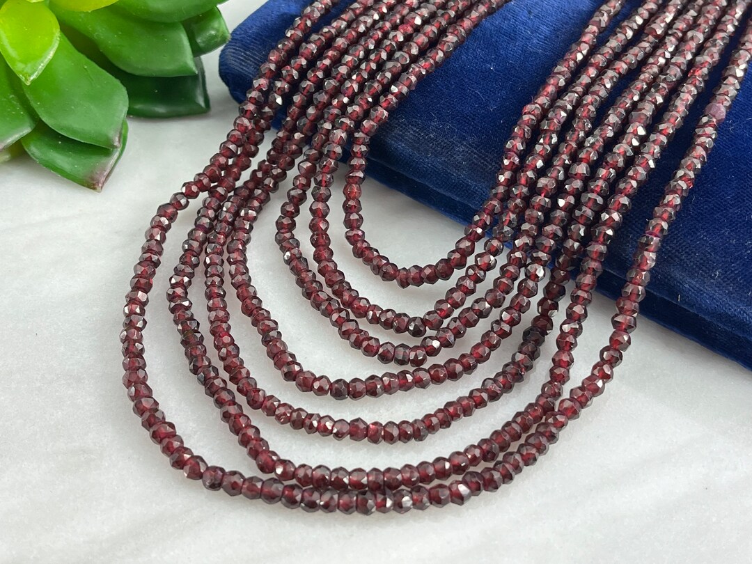 7 Strand Beaded Garnet Necklace With Faceted Beads January Birthstone Jewelry Etsy Australia