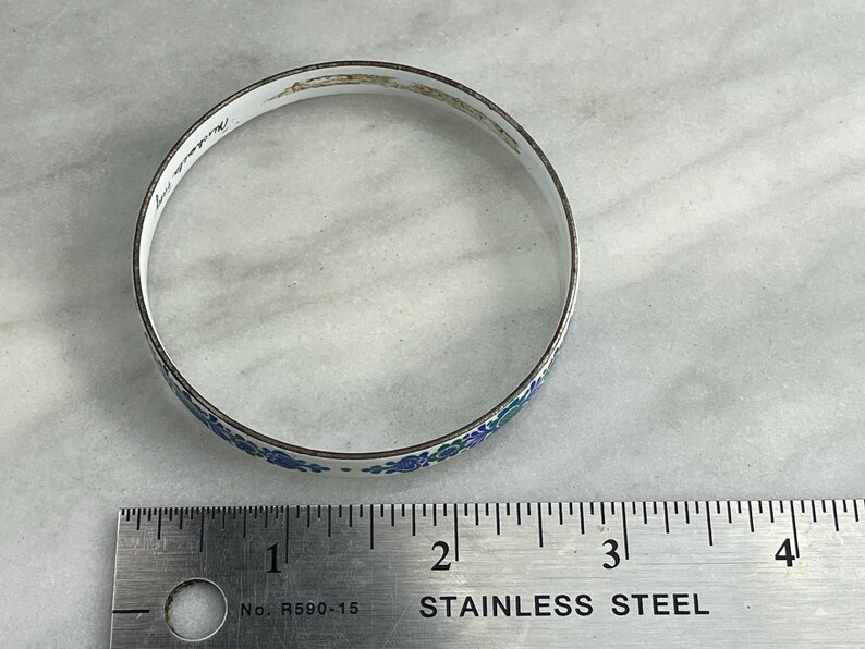 Enamel Bangle Bracelet Michaela Frey Austria, Hand Painted Green and