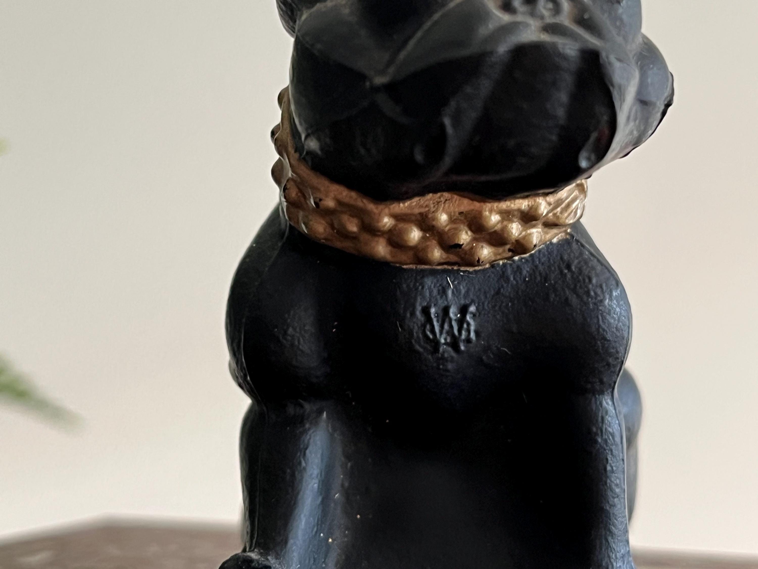 Vintage Westmoreland Frosted Black Glass French Bulldog Figurine